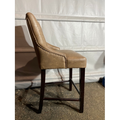 305 - Modern Brown Leather Button back Bar / Kitchen stool. 

Dimensions - Seat height- 26.5