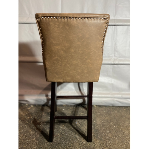 305 - Modern Brown Leather Button back Bar / Kitchen stool. 

Dimensions - Seat height- 26.5