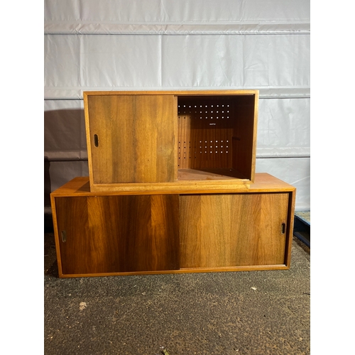 327 - A quantity of mid century teak Shelving / Ladderax Cupboards compartments 

Please see images for al... 