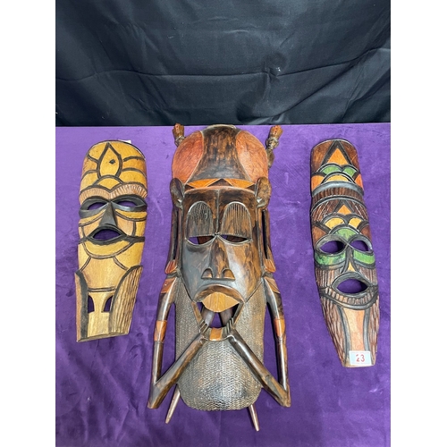 23 - Three Vintage Kenyan Wall Masks