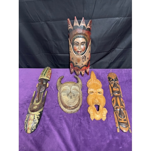 25 - Collection of tribal masks / wall hangings