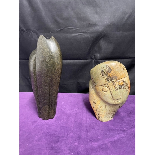 35 - Quantity of two African Masters of Stone Sculptures Serpentine Stones signed by Henry & F Mapowa