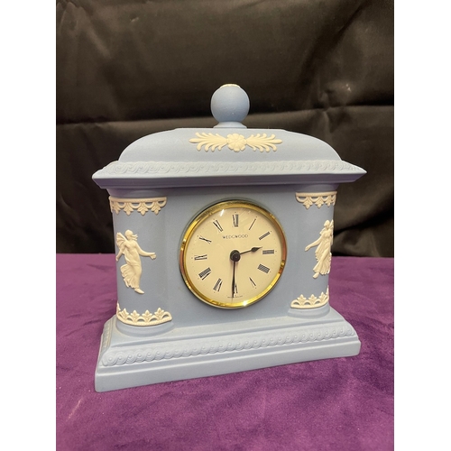 38 - Blue Wedgwood Jasperware Mantle Clock