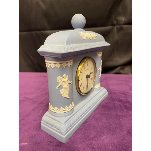 38 - Blue Wedgwood Jasperware Mantle Clock