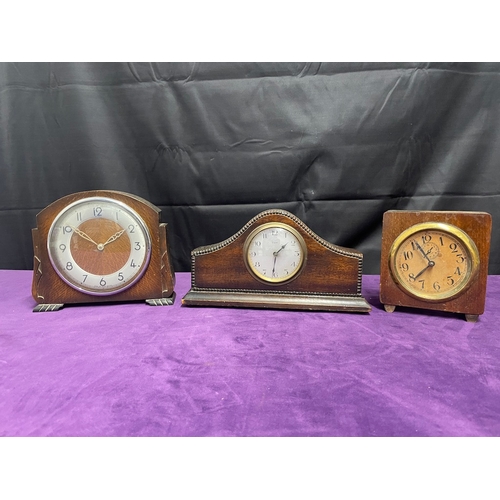 40 - Three Vintage Oak cased Mantle Clocks