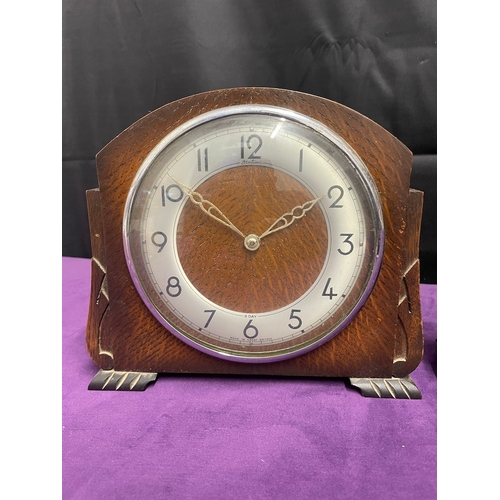 40 - Three Vintage Oak cased Mantle Clocks