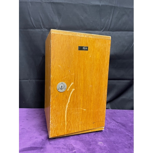 47 - Vintage Microscope in Oak Box plus attachments