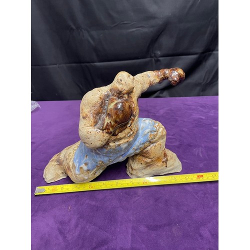 56 - Vintage Pottery Sculptor of a Boxer signed to base