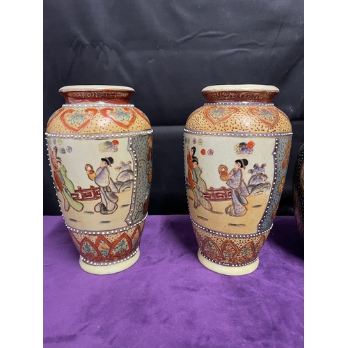 75 - Two Pairs of Vintage Oriental Satsuma Vases