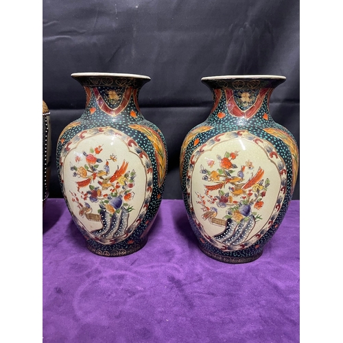 75 - Two Pairs of Vintage Oriental Satsuma Vases