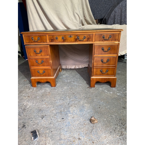 342 - Vintage Pedestal desk with green leather top 

Dimensions -  23