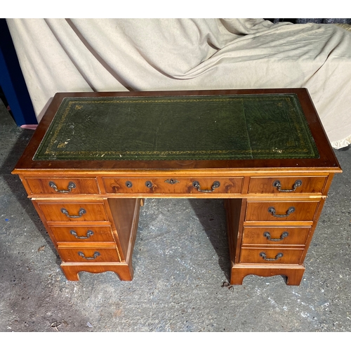 342 - Vintage Pedestal desk with green leather top 

Dimensions -  23