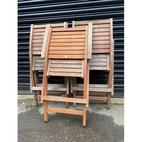 352 - Teak Set of Five foldable garden chairs.