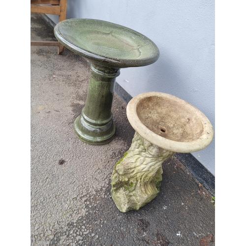 375 - Two small stone garden bird baths.