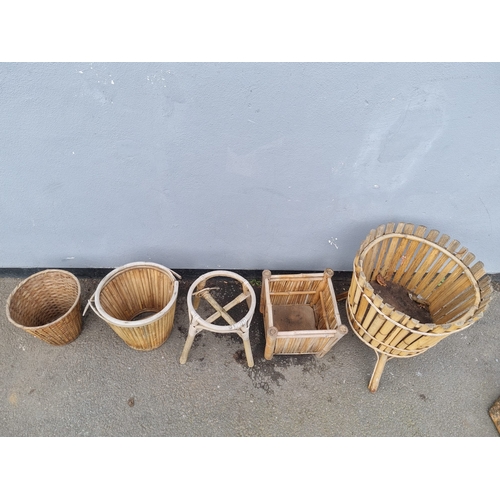 378 - A collection of wooden garden flower / garden baskets