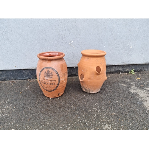 384 - Two terracotta garden pots / planters