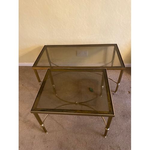 261 - Vintage 20th century French Brass & Glass coffee / lamp tables

For dimensions please see images.