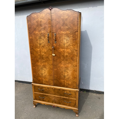 272 - 20th century walnut wardrobe with two drawers and top storage. 

Dimensions - 21