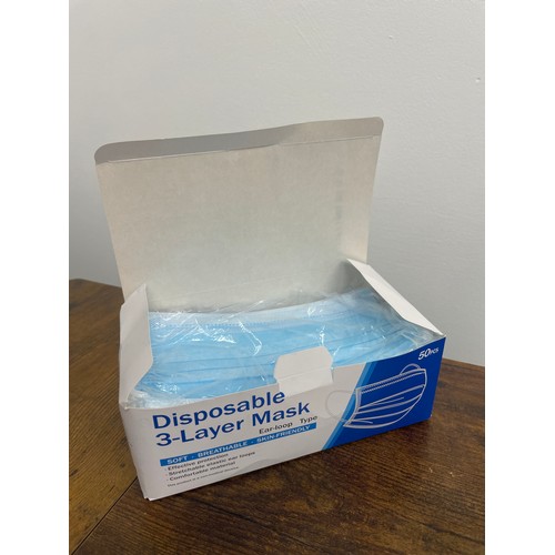 415 - A box containing 5000 brand new disposable 3-layer masks (ear loop type). Blue - Non Medical