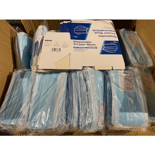 415 - A box containing 5000 brand new disposable 3-layer masks (ear loop type). Blue - Non Medical