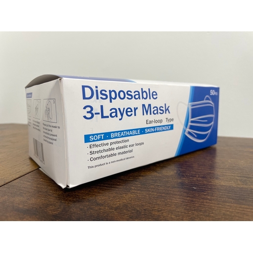 416 - A box containing 5000 brand new disposable 3-layer masks (ear loop type). Blue - Non Medical