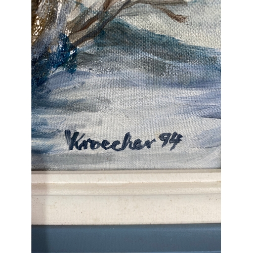 238 - Two nature inspired paintings. One by Kroecher.

See images for dimensions reference.