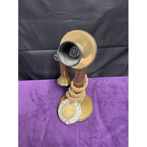 185 - Antique Brass Candlestick Telephone