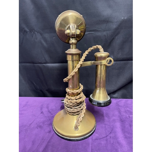 185 - Antique Brass Candlestick Telephone