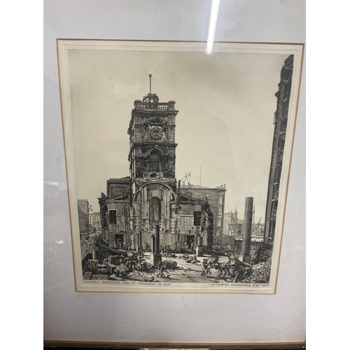 218 - Framed hand signed 20th century Etching St Olaves , Southwark by William Washington