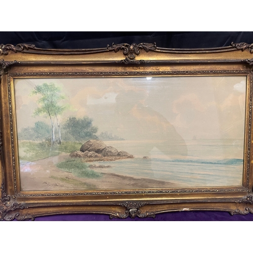 220 - A pair of framed 20th century watercolours river landscapes by artist Lonydon?