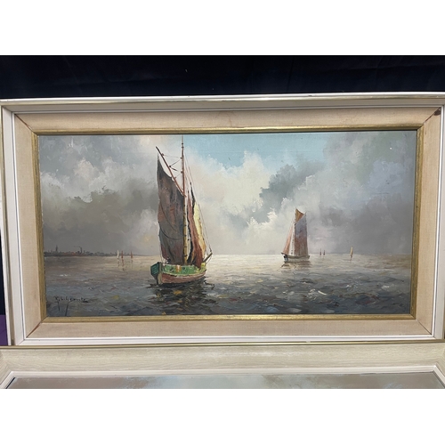 221 - Two Framed 20th century Oil on canvas Maritime scenes by Gilbert Wiper (1900-2000) + 1 other signed ... 