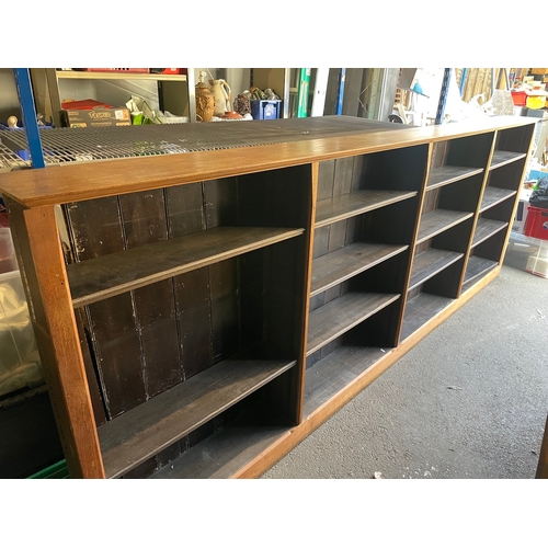 489 - Large Antique One Piece Oak Library Bookcase 340cm x 124cm x28cm