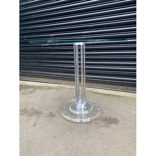 490 - Modern Designer Glass Pedestal Table with Aluminium & Perspex Base