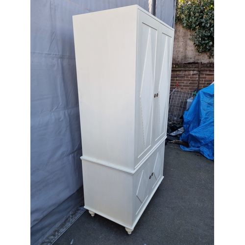 496 - Large White Linen Press Cupboard - 94cm x approx 210cm x 57cm