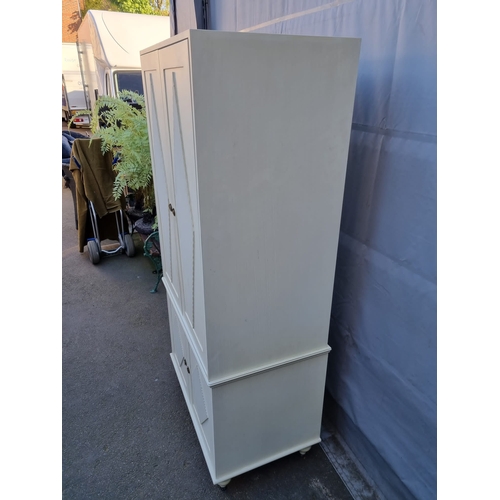 496 - Large White Linen Press Cupboard - 94cm x approx 210cm x 57cm