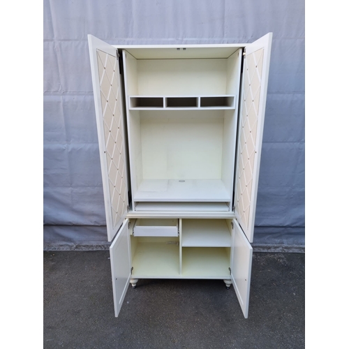 496 - Large White Linen Press Cupboard - 94cm x approx 210cm x 57cm