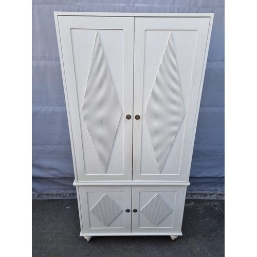 496 - Large White Linen Press Cupboard - 94cm x approx 210cm x 57cm