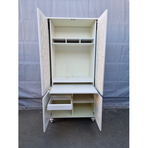 496 - Large White Linen Press Cupboard - 94cm x approx 210cm x 57cm