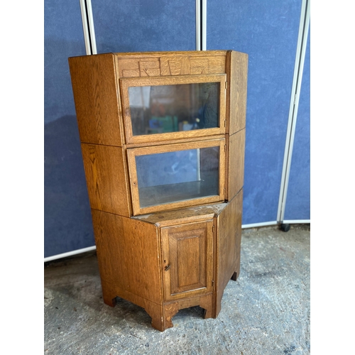 502 - Vintage Oak Sectional Oak Corner Bookcase by Minty of Oxford 

Dimensions - 30