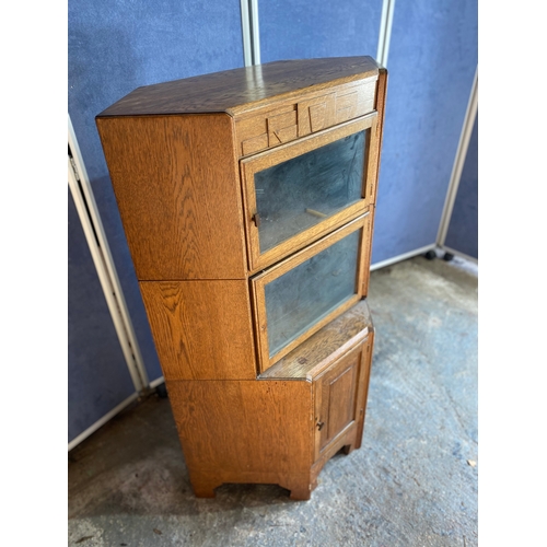 502 - Vintage Oak Sectional Oak Corner Bookcase by Minty of Oxford 

Dimensions - 30