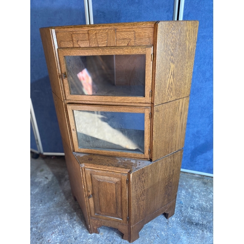 502 - Vintage Oak Sectional Oak Corner Bookcase by Minty of Oxford 

Dimensions - 30