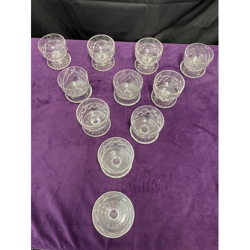 49 - Set of 11 Good Quality Cut Crystal Dessert Bowls