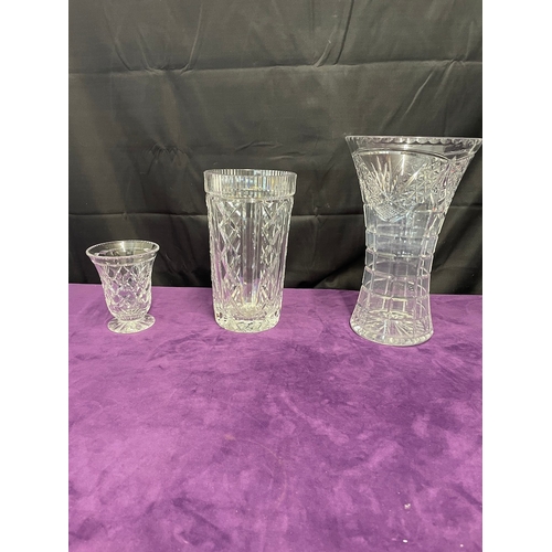 53 - Lot of three good quality cut crystal vases