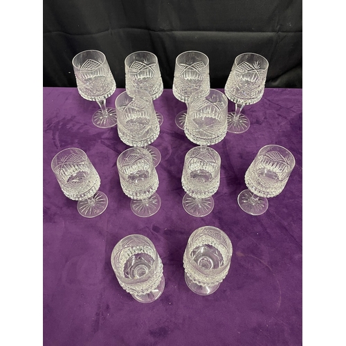 57 - Quantity of 12 Irish Tyrone very good quality cut crystal glasses