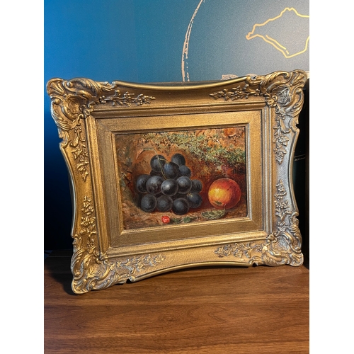 2 - Two 19th Century Oil on Canvas Still Life of fruits by same hand framed in matching gilded period fr... 