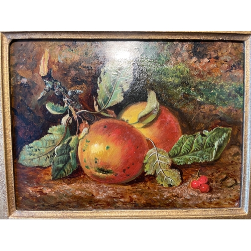 2 - Two 19th Century Oil on Canvas Still Life of fruits by same hand framed in matching gilded period fr... 