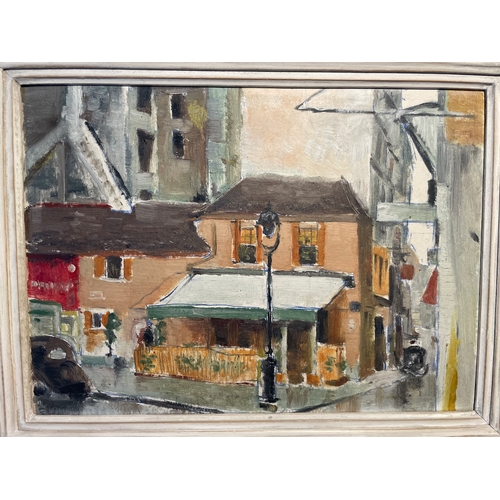 5 - Early to Mid 20th Century French  Oil on Board Street Corner Scene - Artist Unknown  
18