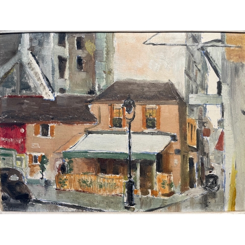 5 - Early to Mid 20th Century French  Oil on Board Street Corner Scene - Artist Unknown  
18