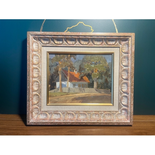 7 - Helena Krajewska (Polish 1910 - 1998) Painter 

Framed Rural Dwelling Oil on Canvas 
15