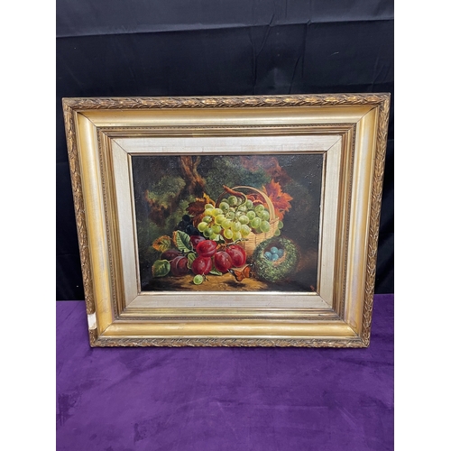 10 - Early 19th Century Oil on Canvas Still Life Study Fruits in and around basket - Monogrammed bottom R... 